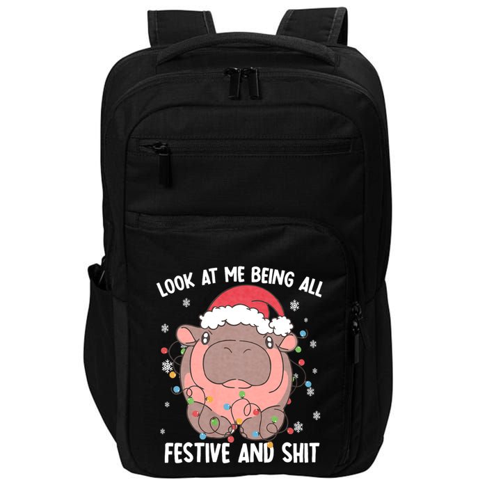 Christmas Look At Me Being All Festive And Shits Moo Deng Impact Tech Backpack