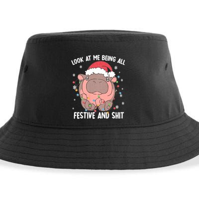 Christmas Look At Me Being All Festive And Shits Moo Deng Sustainable Bucket Hat