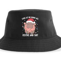 Christmas Look At Me Being All Festive And Shits Moo Deng Sustainable Bucket Hat