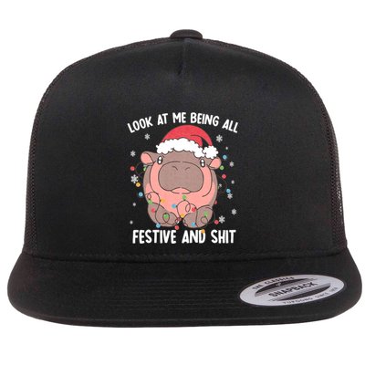 Christmas Look At Me Being All Festive And Shits Moo Deng Flatbill Hat
