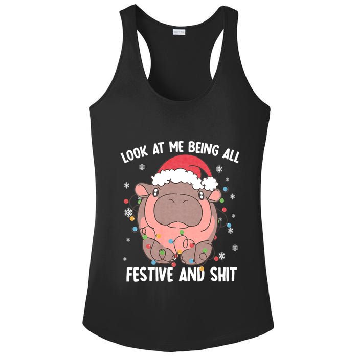 Christmas Look At Me Being All Festive And Shits Moo Deng Ladies PosiCharge Competitor Racerback Tank