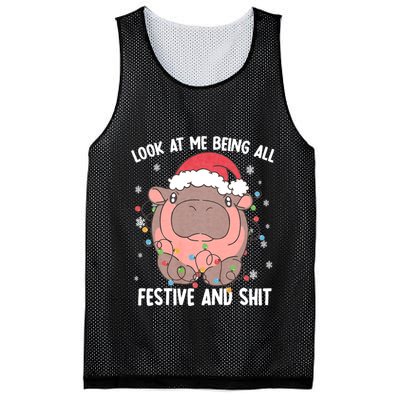 Christmas Look At Me Being All Festive And Shits Moo Deng Mesh Reversible Basketball Jersey Tank