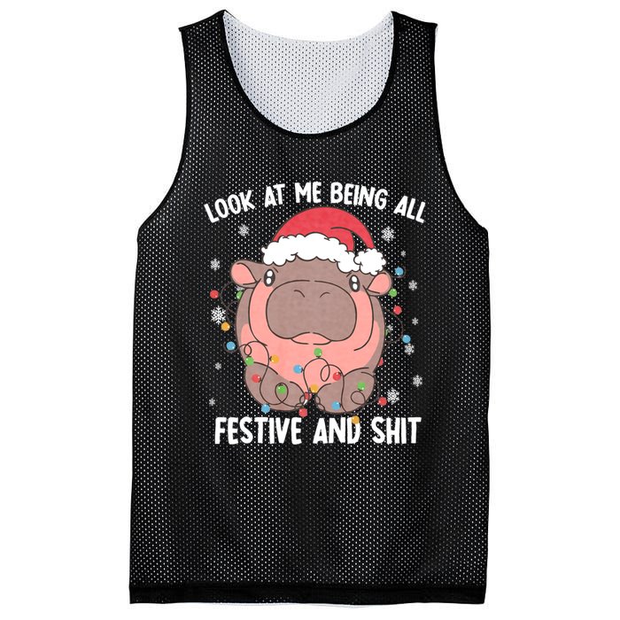 Christmas Look At Me Being All Festive And Shits Moo Deng Mesh Reversible Basketball Jersey Tank