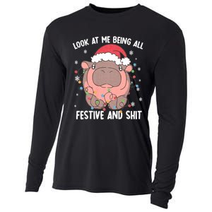 Christmas Look At Me Being All Festive And Shits Moo Deng Cooling Performance Long Sleeve Crew