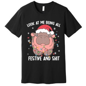 Christmas Look At Me Being All Festive And Shits Moo Deng Premium T-Shirt