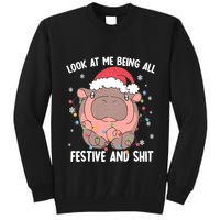Christmas Look At Me Being All Festive And Shits Moo Deng Tall Sweatshirt
