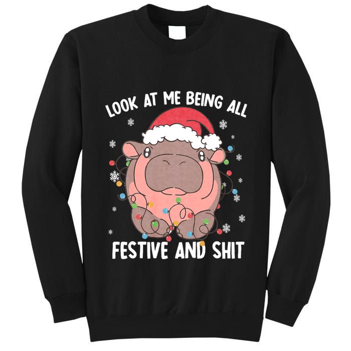 Christmas Look At Me Being All Festive And Shits Moo Deng Tall Sweatshirt