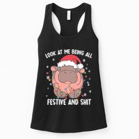 Christmas Look At Me Being All Festive And Shits Moo Deng Womens Tank Top