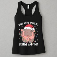Christmas Look At Me Being All Festive And Shits Moo Deng Womens Tank Top