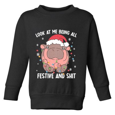 Christmas Look At Me Being All Festive And Shits Moo Deng Toddler Sweatshirt