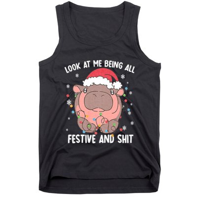 Christmas Look At Me Being All Festive And Shits Moo Deng Tank Top