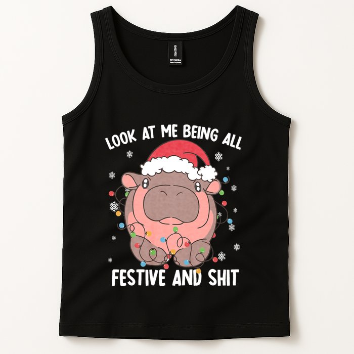 Christmas Look At Me Being All Festive And Shits Moo Deng Tank Top