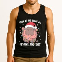 Christmas Look At Me Being All Festive And Shits Moo Deng Tank Top
