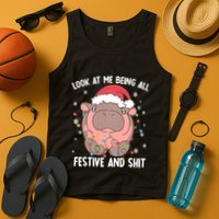 Christmas Look At Me Being All Festive And Shits Moo Deng Tank Top