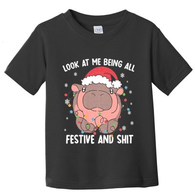 Christmas Look At Me Being All Festive And Shits Moo Deng Toddler T-Shirt
