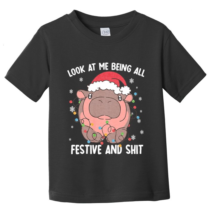 Christmas Look At Me Being All Festive And Shits Moo Deng Toddler T-Shirt