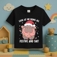 Christmas Look At Me Being All Festive And Shits Moo Deng Toddler T-Shirt