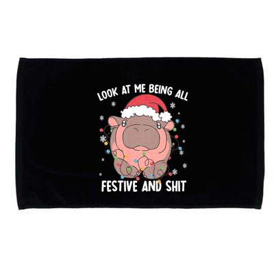 Christmas Look At Me Being All Festive And Shits Moo Deng Microfiber Hand Towel