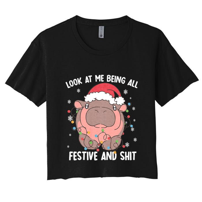 Christmas Look At Me Being All Festive And Shits Moo Deng Crop Top