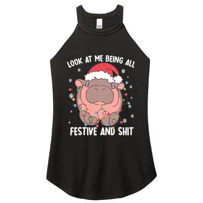 Christmas Look At Me Being All Festive And Shits Moo Deng Women's Perfect Tri Rocker Tank