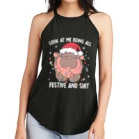 Christmas Look At Me Being All Festive And Shits Moo Deng Women's Perfect Tri Rocker Tank