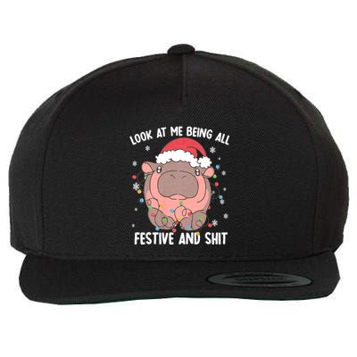 Christmas Look At Me Being All Festive And Shits Moo Deng Wool Snapback Cap