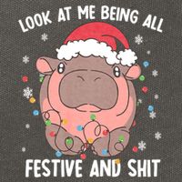 Christmas Look At Me Being All Festive And Shits Moo Deng Cotton Canvas Backpack