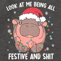 Christmas Look At Me Being All Festive And Shits Moo Deng Vector Backpack