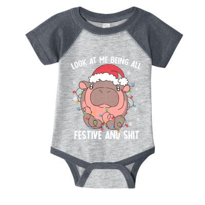 Christmas Look At Me Being All Festive And Shits Moo Deng Infant Baby Jersey Bodysuit