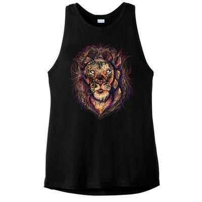 Colorful Lion Abstract Ladies PosiCharge Tri-Blend Wicking Tank