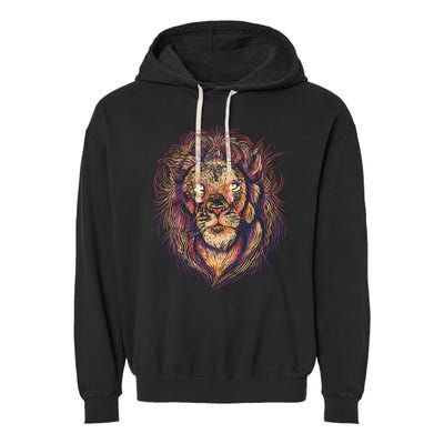 Colorful Lion Abstract Garment-Dyed Fleece Hoodie