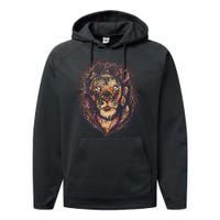 Colorful Lion Abstract Performance Fleece Hoodie