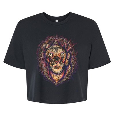 Colorful Lion Abstract Bella+Canvas Jersey Crop Tee