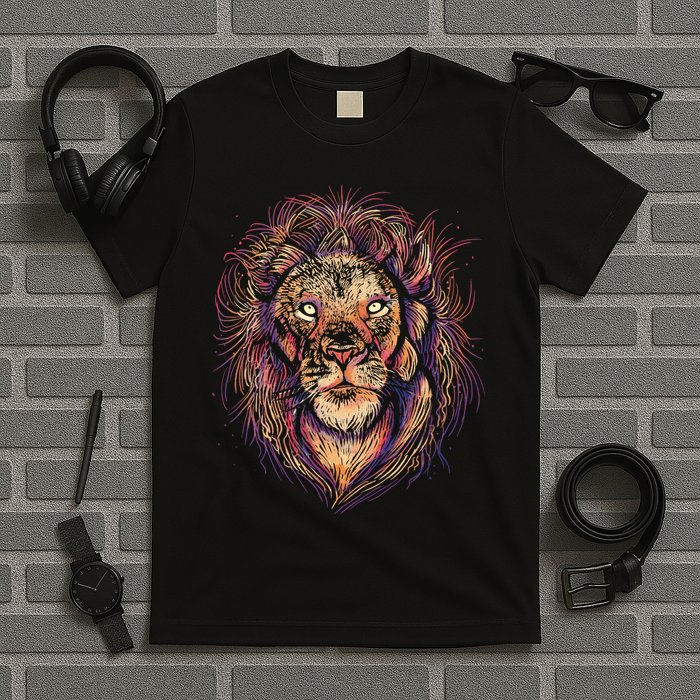 Colorful Lion Abstract T-Shirt