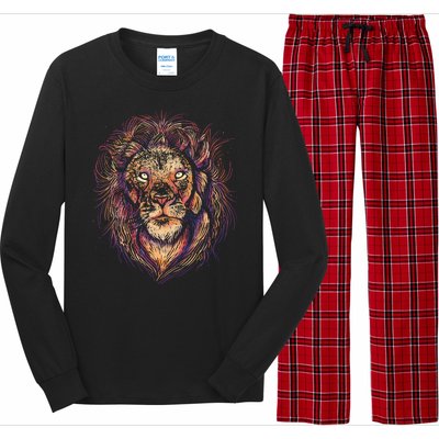 Colorful Lion Abstract Long Sleeve Pajama Set