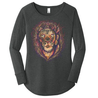 Colorful Lion Abstract Women's Perfect Tri Tunic Long Sleeve Shirt