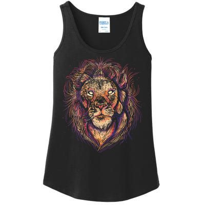 Colorful Lion Abstract Ladies Essential Tank