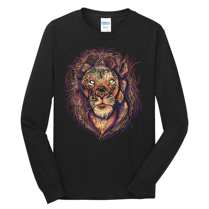 Colorful Lion Abstract Tall Long Sleeve T-Shirt