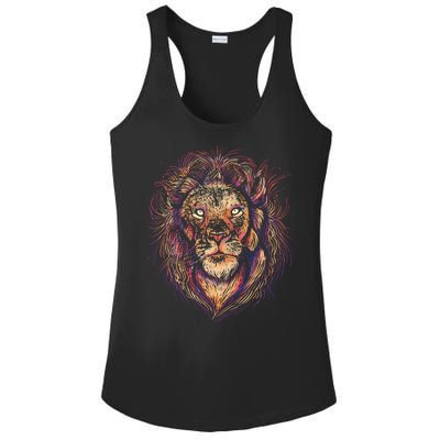 Colorful Lion Abstract Ladies PosiCharge Competitor Racerback Tank