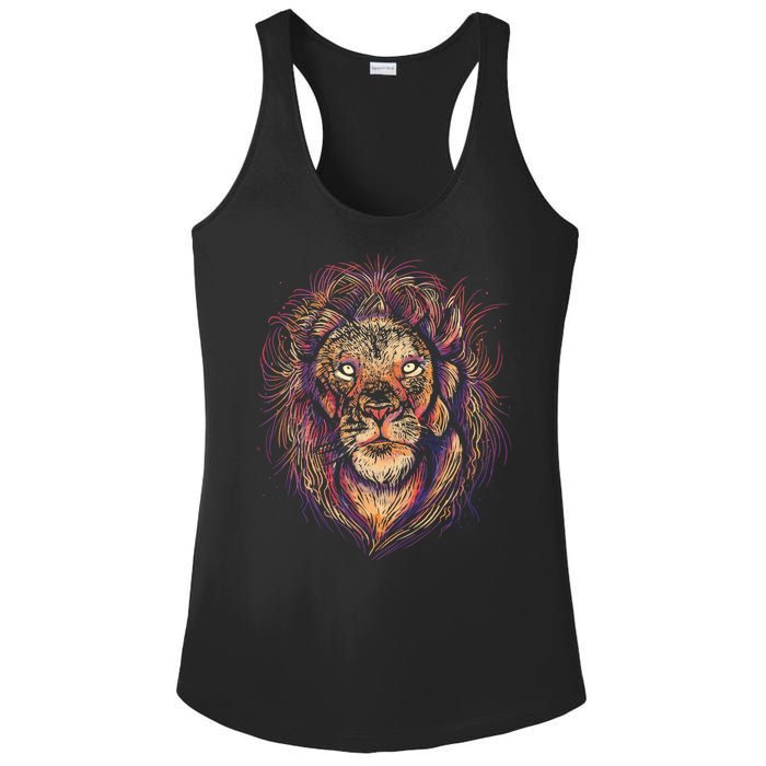 Colorful Lion Abstract Ladies PosiCharge Competitor Racerback Tank