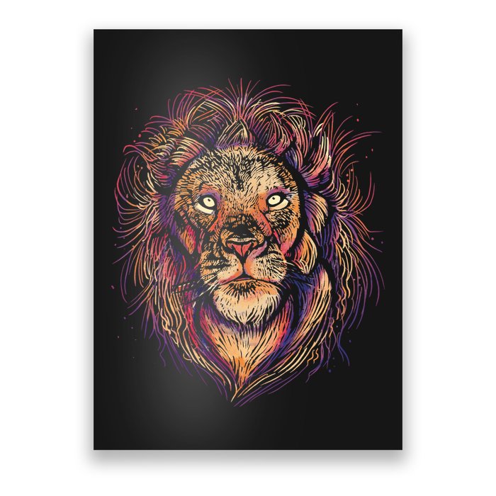 Colorful Lion Abstract Poster