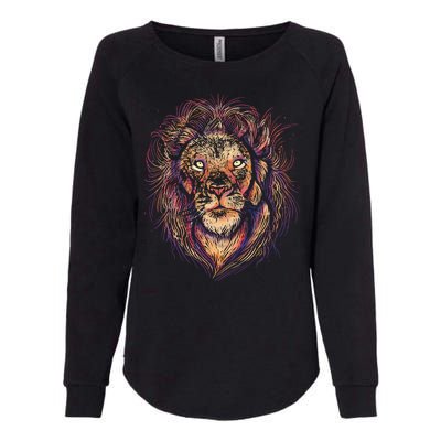 Colorful Lion Abstract Womens California Wash Sweatshirt