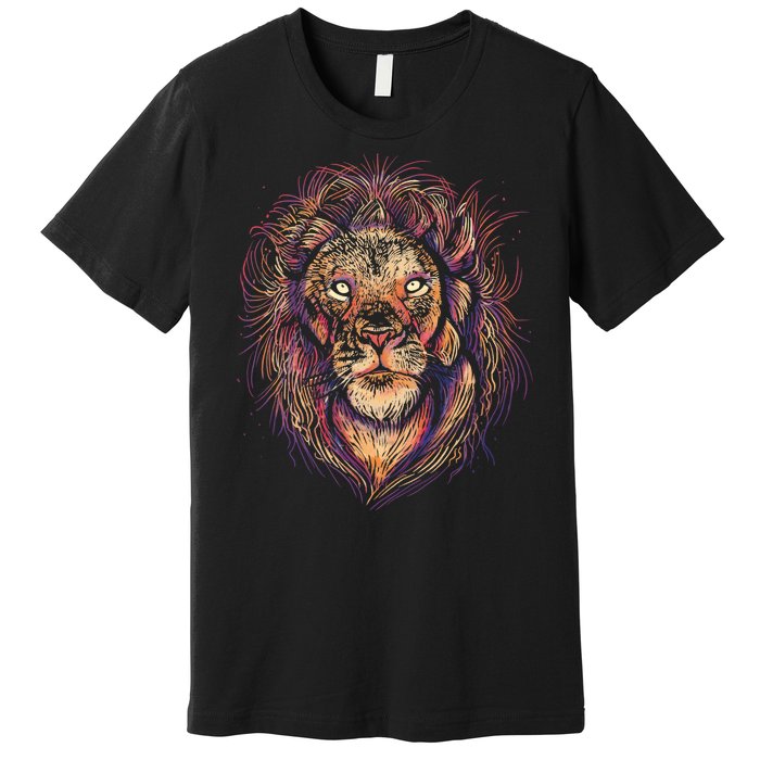 Colorful Lion Abstract Premium T-Shirt