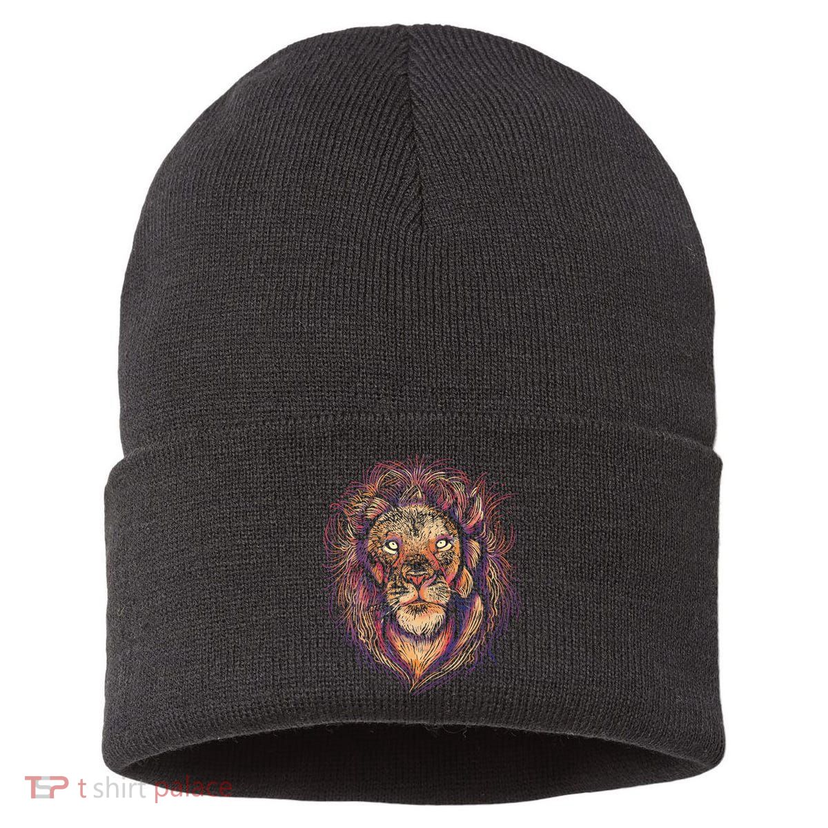 Colorful Lion Abstract Sustainable Knit Beanie