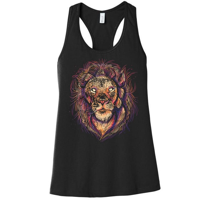 Colorful Lion Abstract Women's Racerback Tank