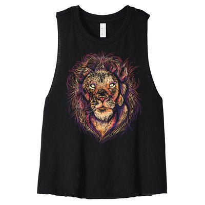 Colorful Lion Abstract Women's Racerback Cropped Tank