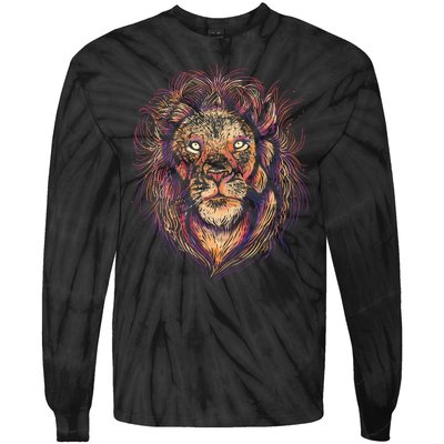 Colorful Lion Abstract Tie-Dye Long Sleeve Shirt