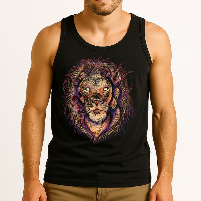 Colorful Lion Abstract Tank Top