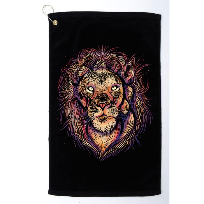 Colorful Lion Abstract Golf Towel