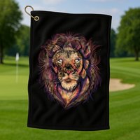 Colorful Lion Abstract Golf Towel